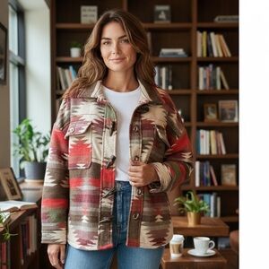 NWT Rewash Aztec Southwest Wool Blend Jacket Shacket Large
